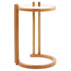 Eileen Grey Style Mid Century Walnut and Glass Side Table