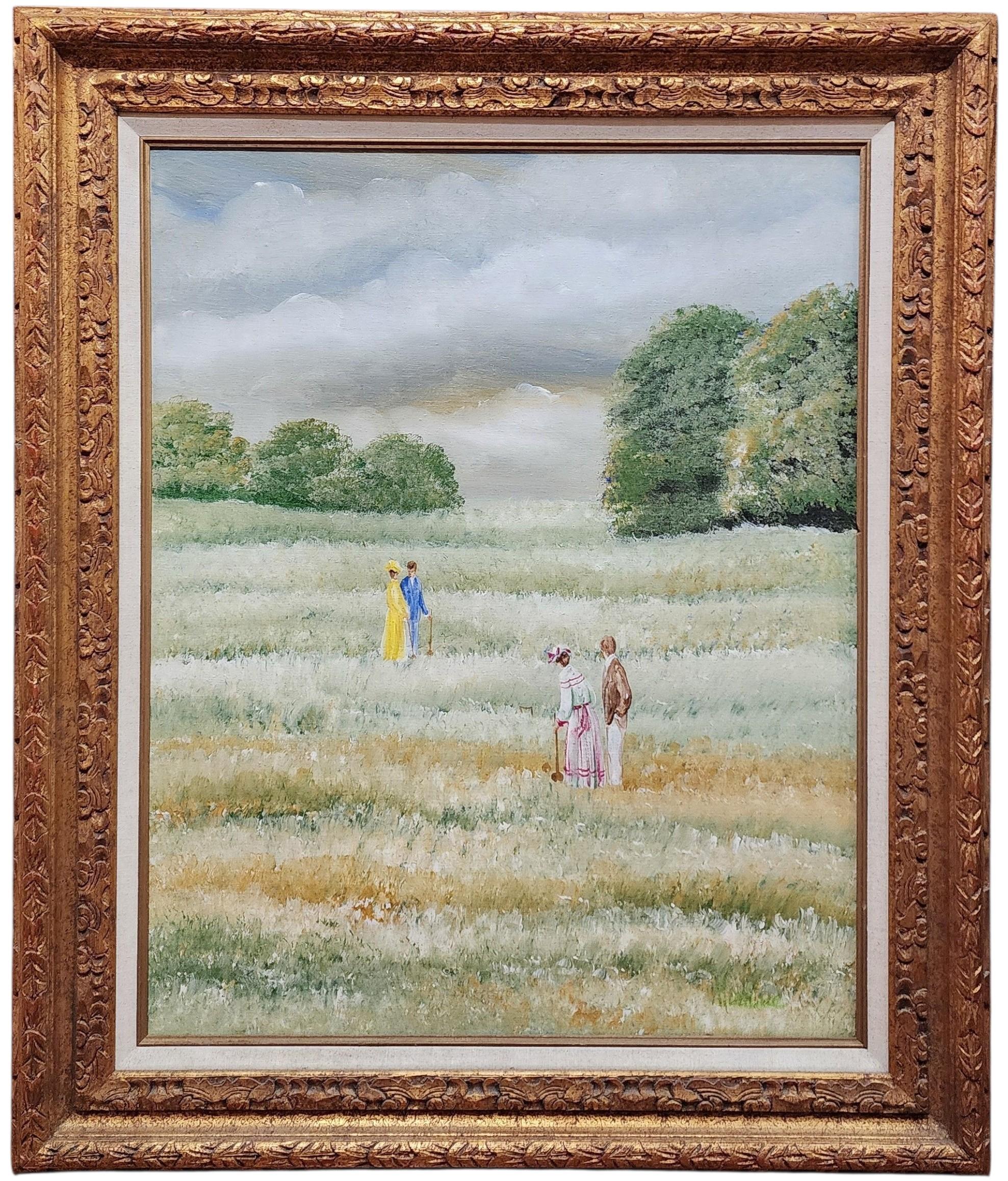 Landscape Painting di Eileen Jones - Croquet per coppie, Vintage By, gioco pomeridiano, Montrec
