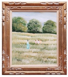 Ring around The Rosie, Vintage Mid, Century, Little Girls Playing in a Field