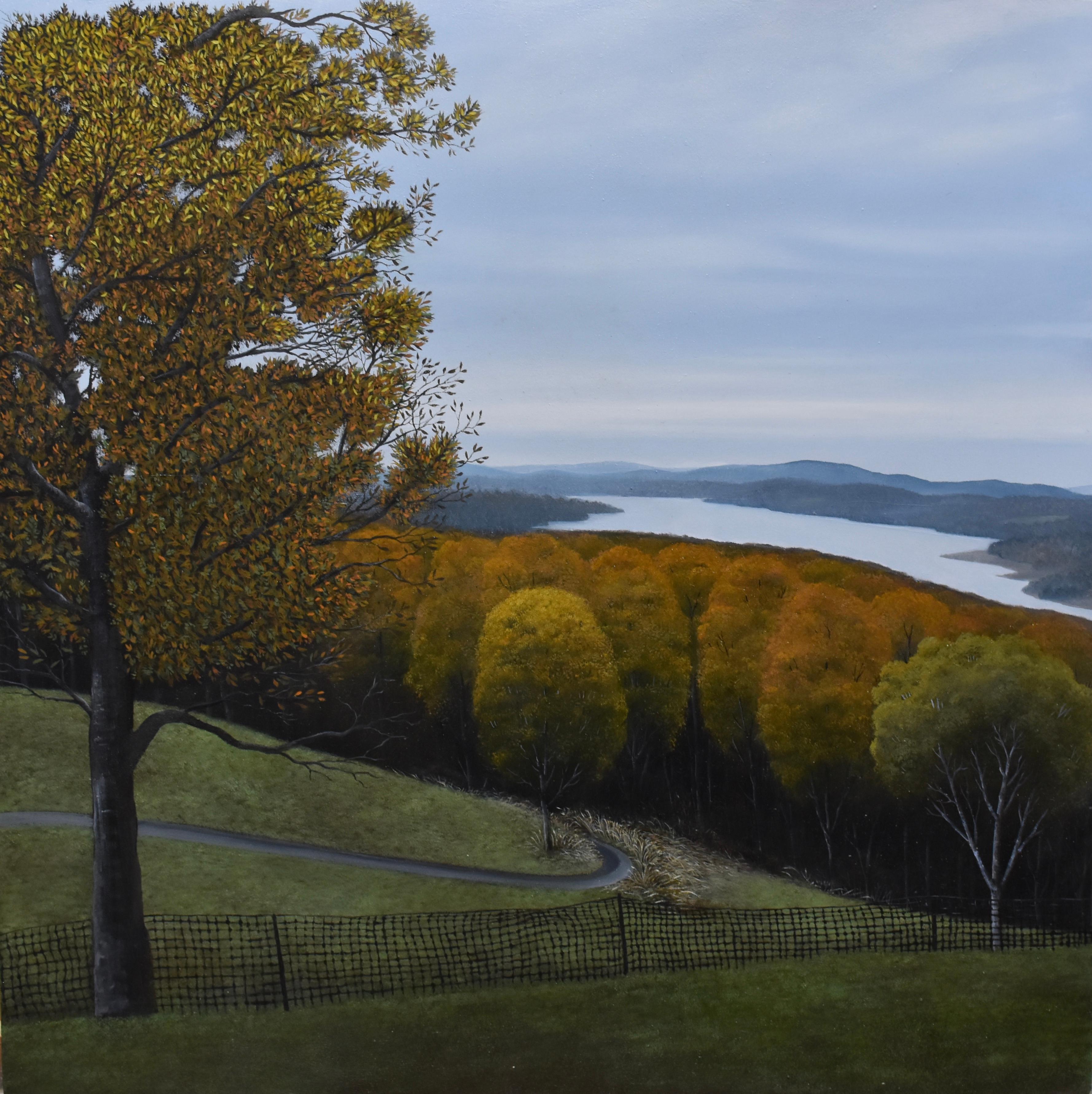 In her oil on panel landscape painting, Elegy I, Eileen Murphy renders the quiet landscape of Columbia County, New York with uncanny clarity and precision. Murphy captures the atmospheric effects of the sky with the careful gradation of her palette,