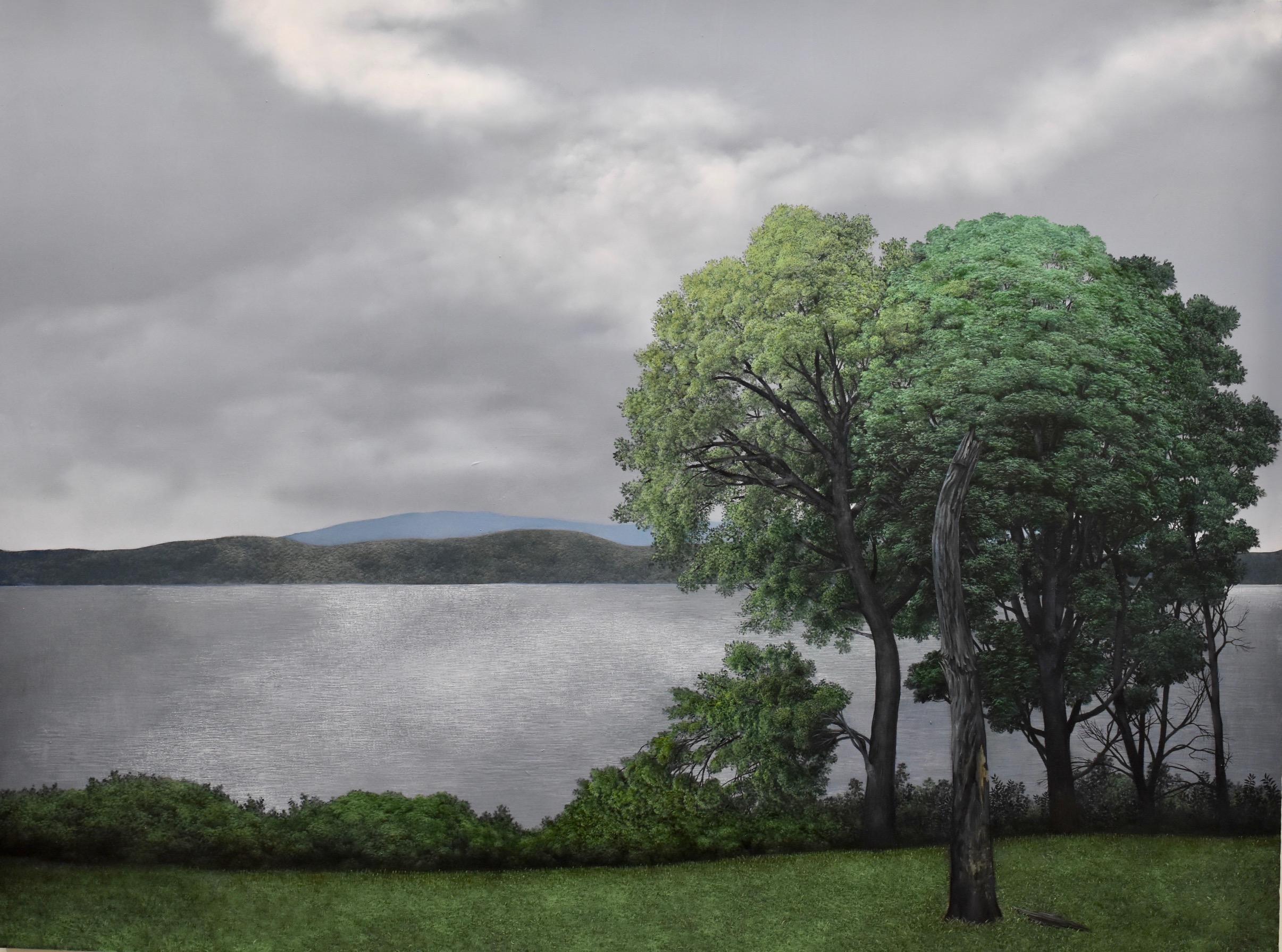 Eileen Murphy Landscape Painting - Tell Me About the Beginning, realist landscape oil painting, northeast, 2019