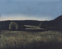 Untitled Landscape II (Framed Oil on Canvas Landscape of Rolling Hills at Dusk)