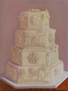 Wedding Cake (Realist oil Painting of Multi Tiered Iced Cake)