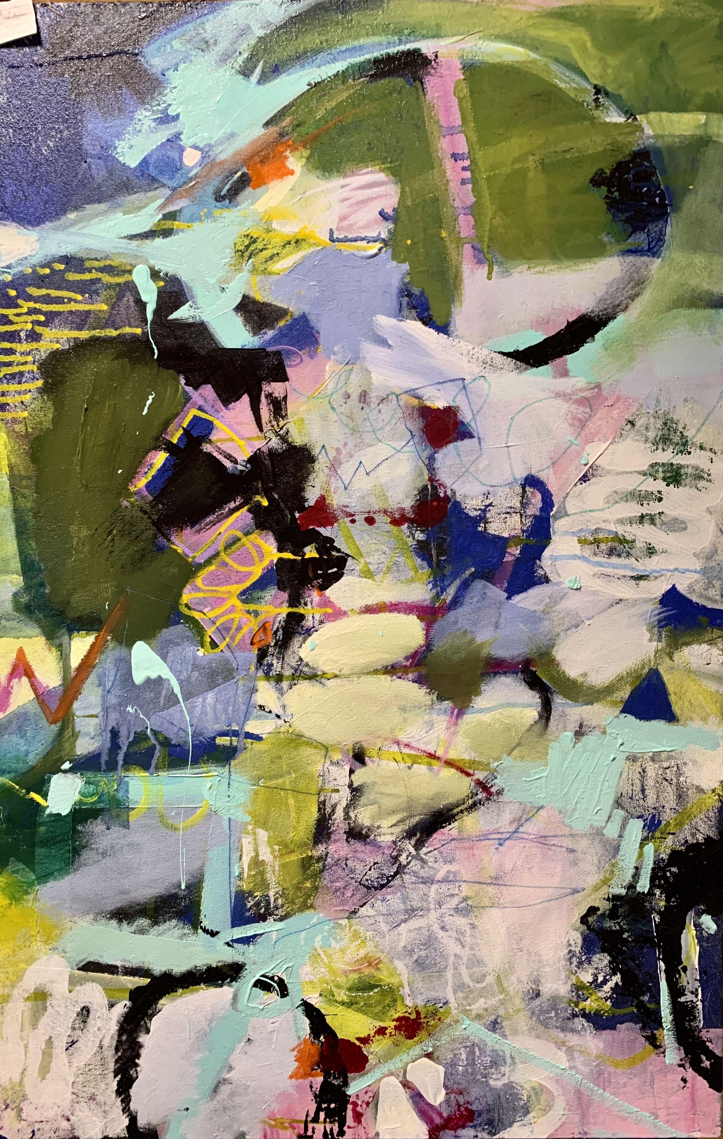 Abstract Painting Eileen Olson - The Caterpillar Waltz, Peinture, Acrylique sur Toile
