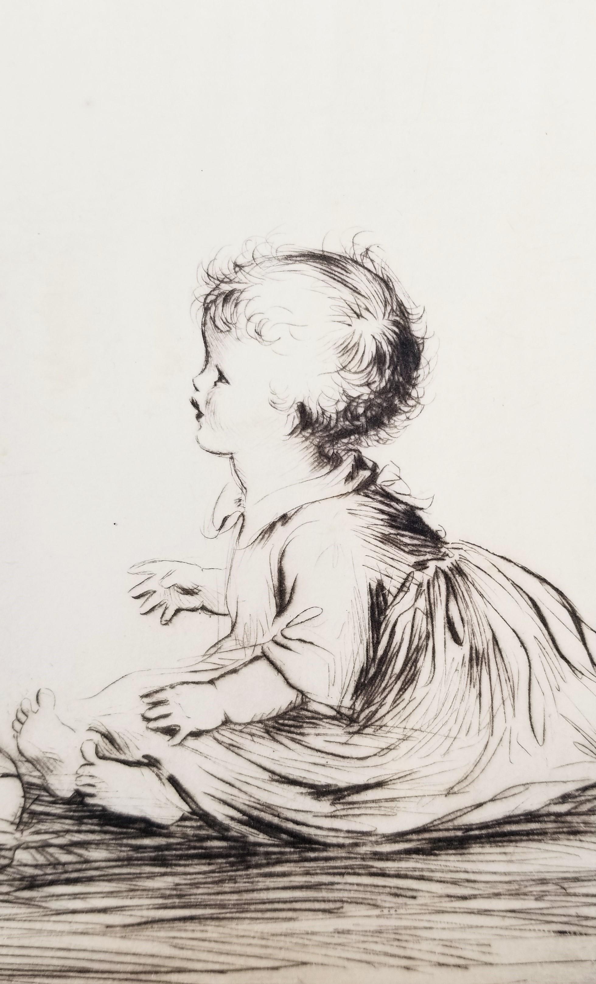 Spring Song /// Antike weibliche Künstlerin Kinder Kind-Radierung Britische Kunst im Angebot 5