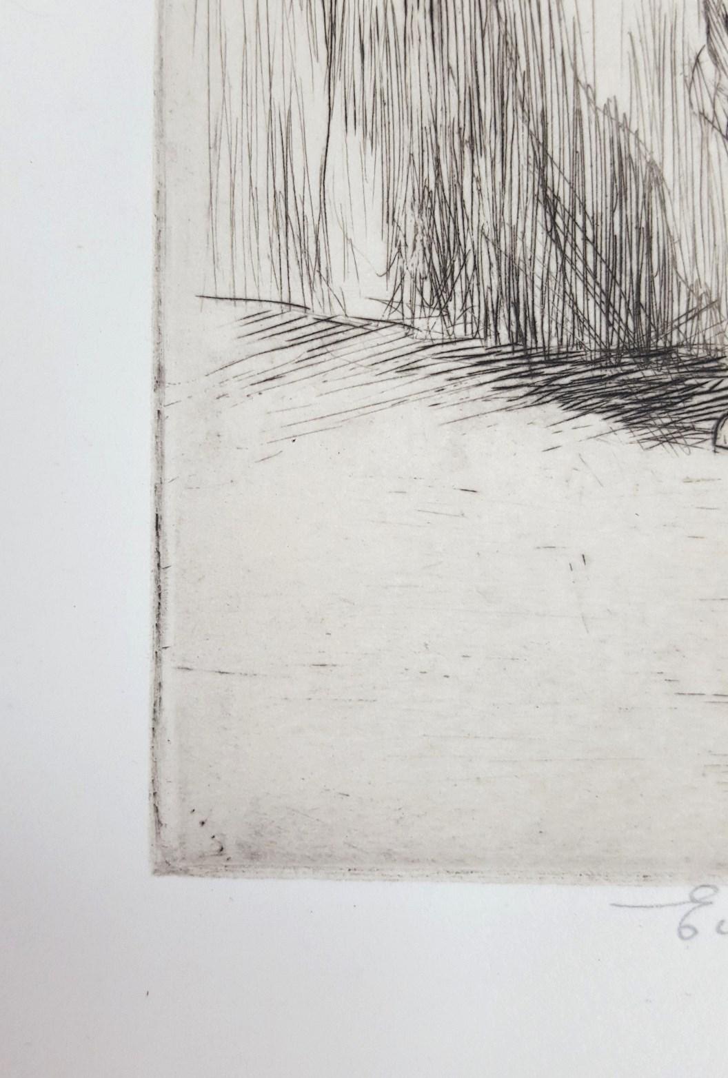 The New Pupil /// Antike moderne weibliche Künstlerin, Radierung, Kinder, Figurative Radierung, Figurative (Moderne), Print, von Eileen Soper
