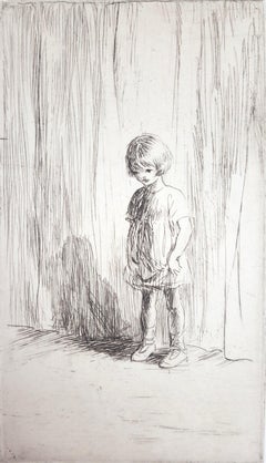 The New Pupil /// Antique Modern Female Artist Etching Child Children Figurative