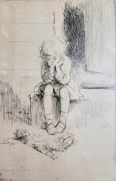 La Tragedia /// Artista Femenina Moderna Niños Niño Lindo Juguete Infancia Aguafuerte