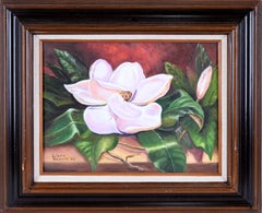 Studio di "Magnolia con bocciolo" Natura morta in pittura ad olio su tela