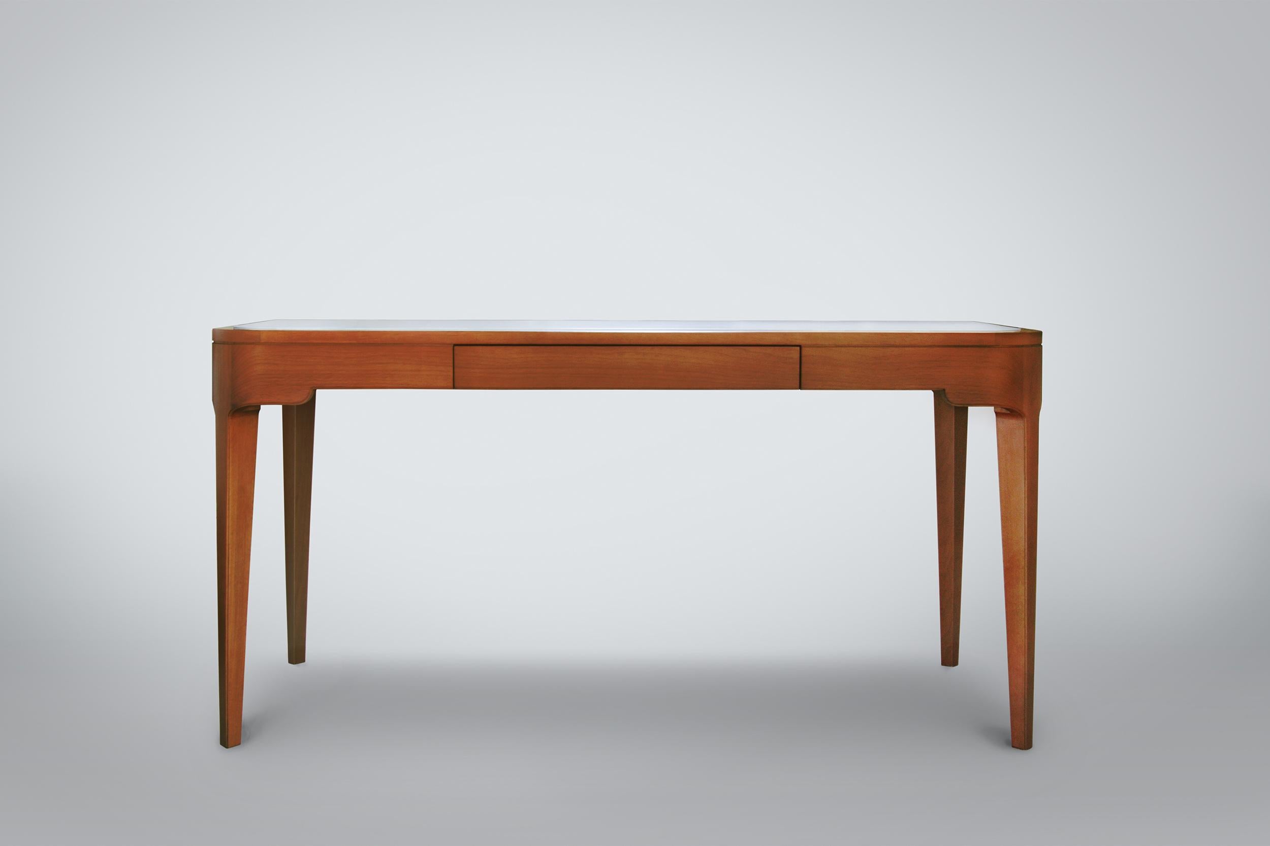 Modern Eileen Writing Desk in Walnut with Palissandro Stone Inset by Chapter & Verse For Sale