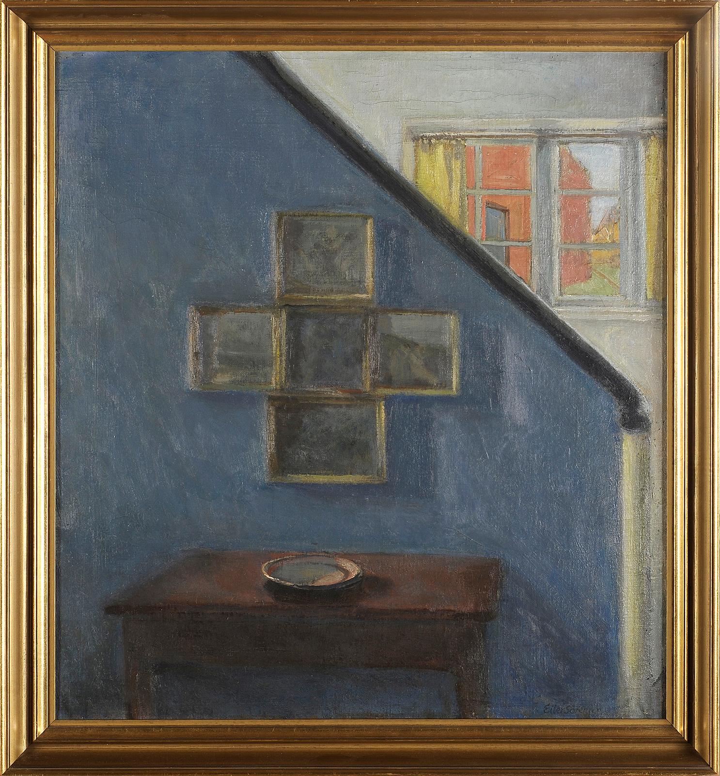 Eiler Carl Sørensen Landscape Painting - Interior with staircase in Denmark