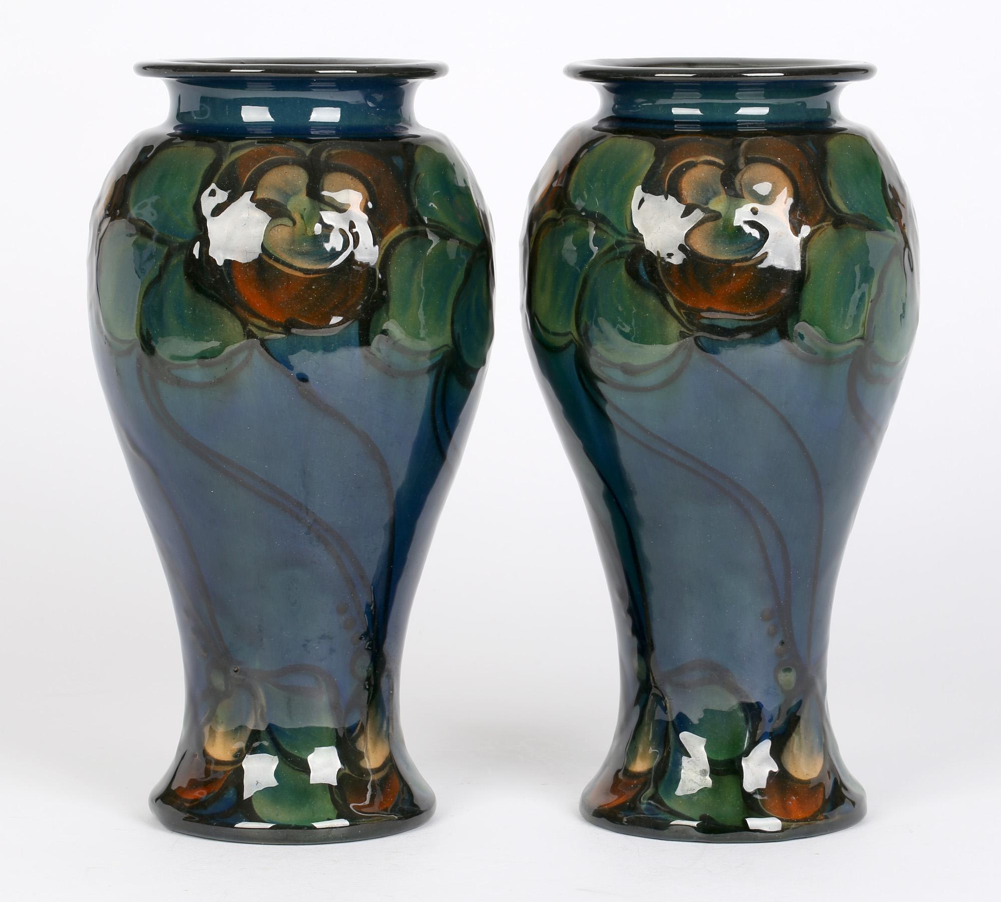 Eiler Londal Pair Danico Skronvirke Art Pottery Floral Vases For Sale 4