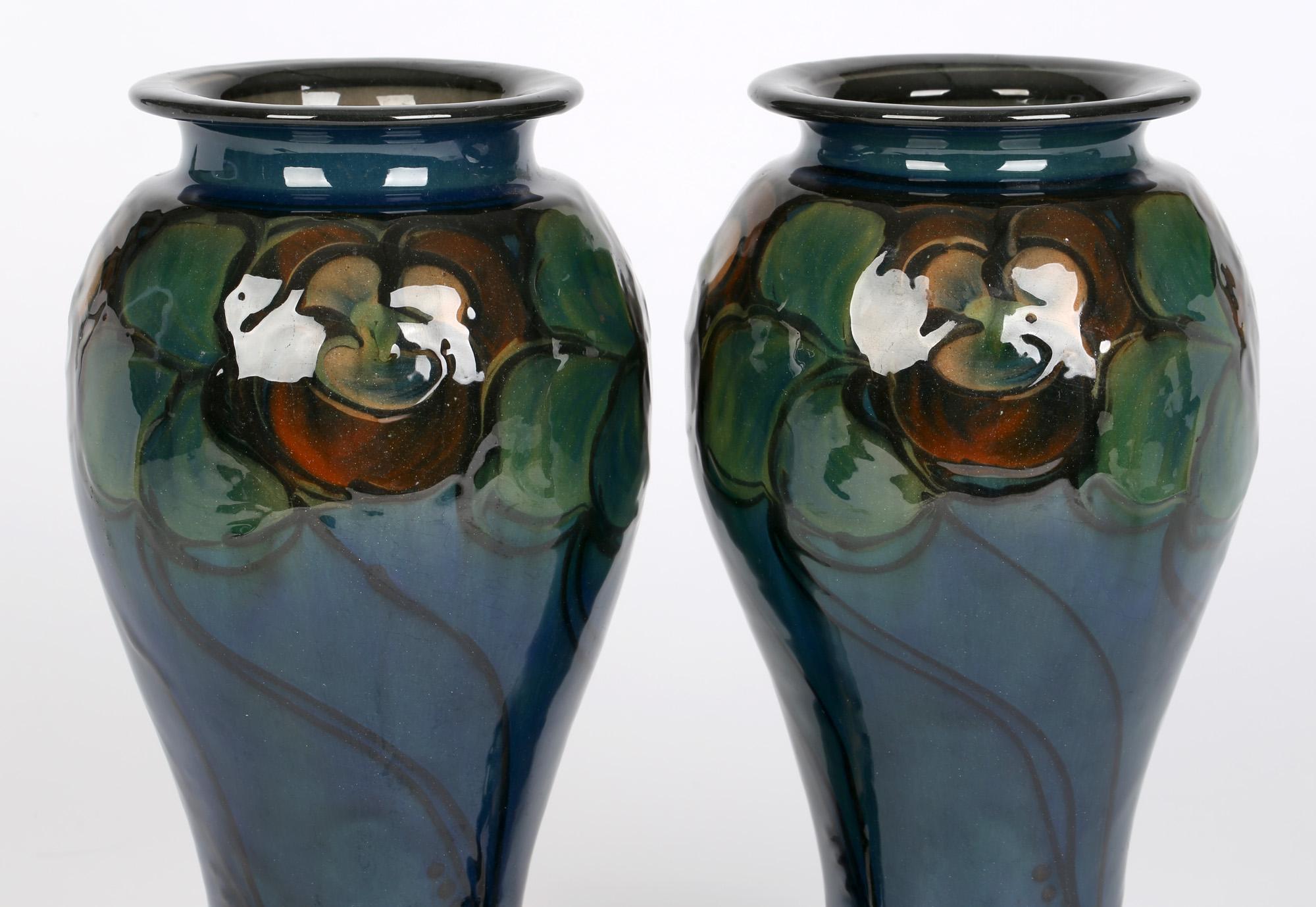 Eiler Londal Pair Danico Skronvirke Art Pottery Floral Vases For Sale 5
