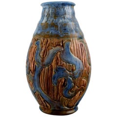 Eilif Møller, Denmark, Art Nouveau Vase in Glazed Ceramics, 1915