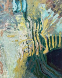 "Deluge #2" - abstract landscape, green, expressive, vibrating color