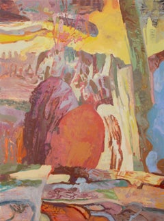 "Old Head" - abstract landscape, expressive, imaginative, orange