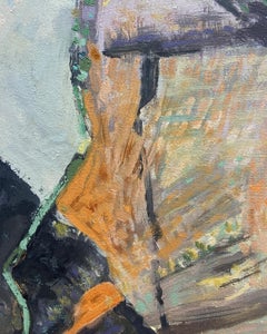 "Pendolo" - paesaggio astratto, espressivo, viola, linee