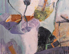 "Pendulum" - abstract landscape, expressive, purple, lines