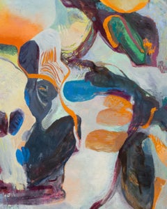"Something About Leaving" - abstrakte Landschaft, ausdrucksstark, fantasievoll, orange