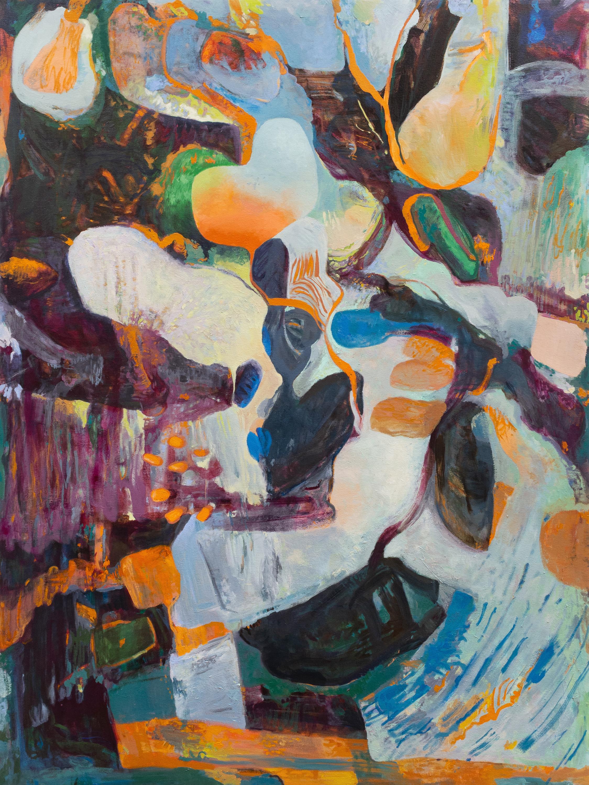 Eilis Crean Abstract Painting – "Something About Leaving" - abstrakte Landschaft, ausdrucksstark, fantasievoll, orange