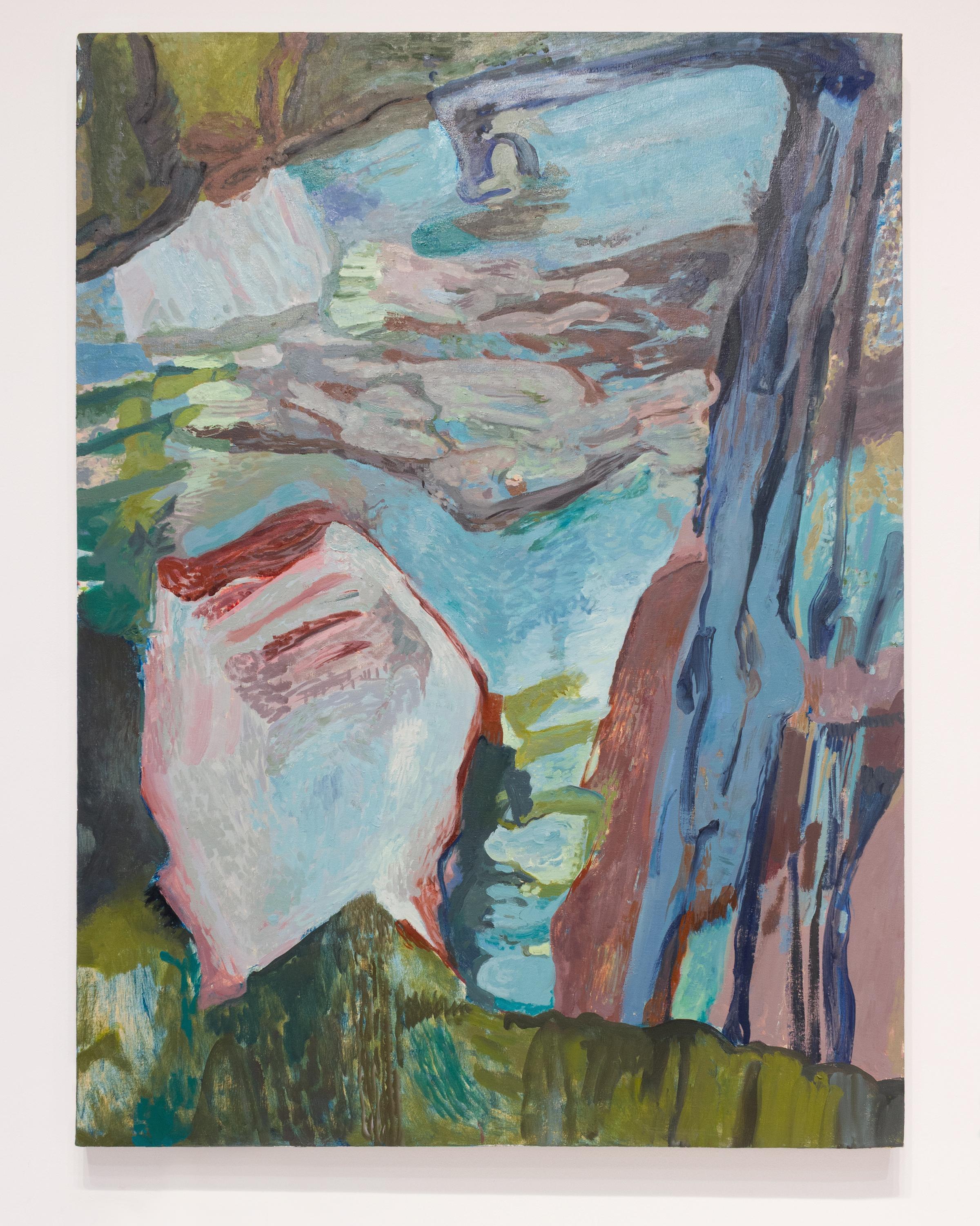 This painting is an imagined abstract landscape featuring green, blue and purple.

Eilis Crean is inspired by the works of Honoré-Victorin Daumier, Evie Hone, Patrick Pye, Milton Avery, William Kentridge, Joan Snyder, Jennifer Bartlett, Judy Pfaff