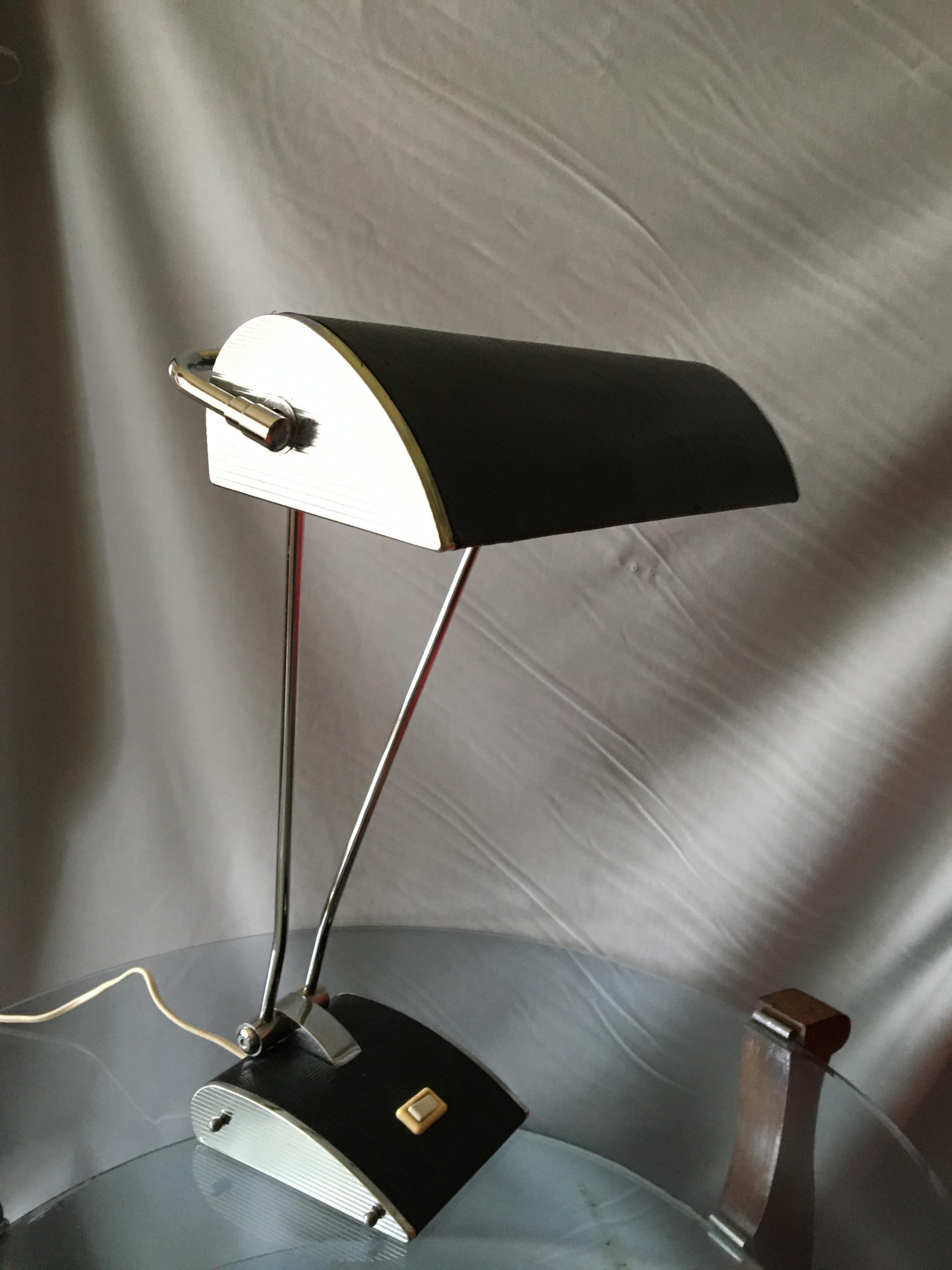 Metal Eillen Gray Mid-Century Modern Table Lamp, France 1950 For Sale