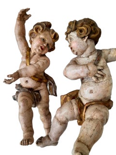 Ein Paar hervorragender Putti - Barock - 18. Jhd. - polychrom bemalt