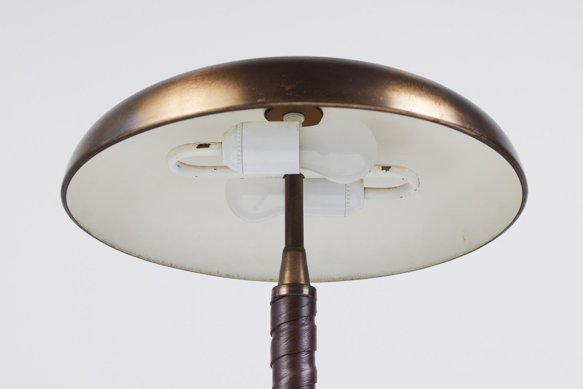 Einar Bäckström Brass and Leather Table Lamp 4