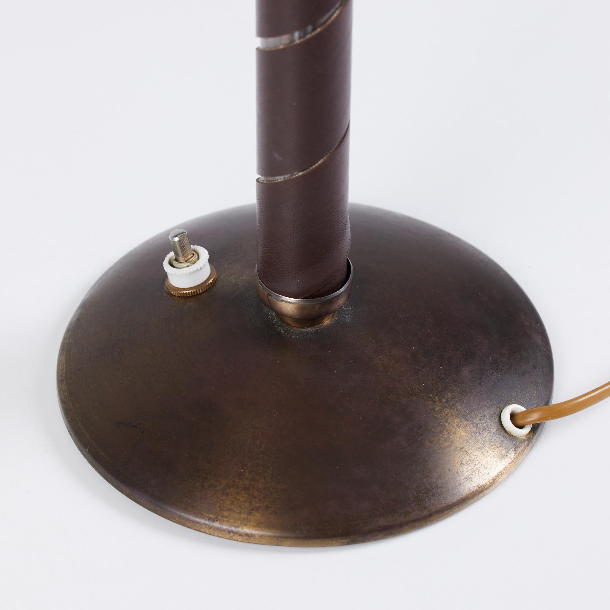 Einar Bäckström Brass and Leather Table Lamp 9