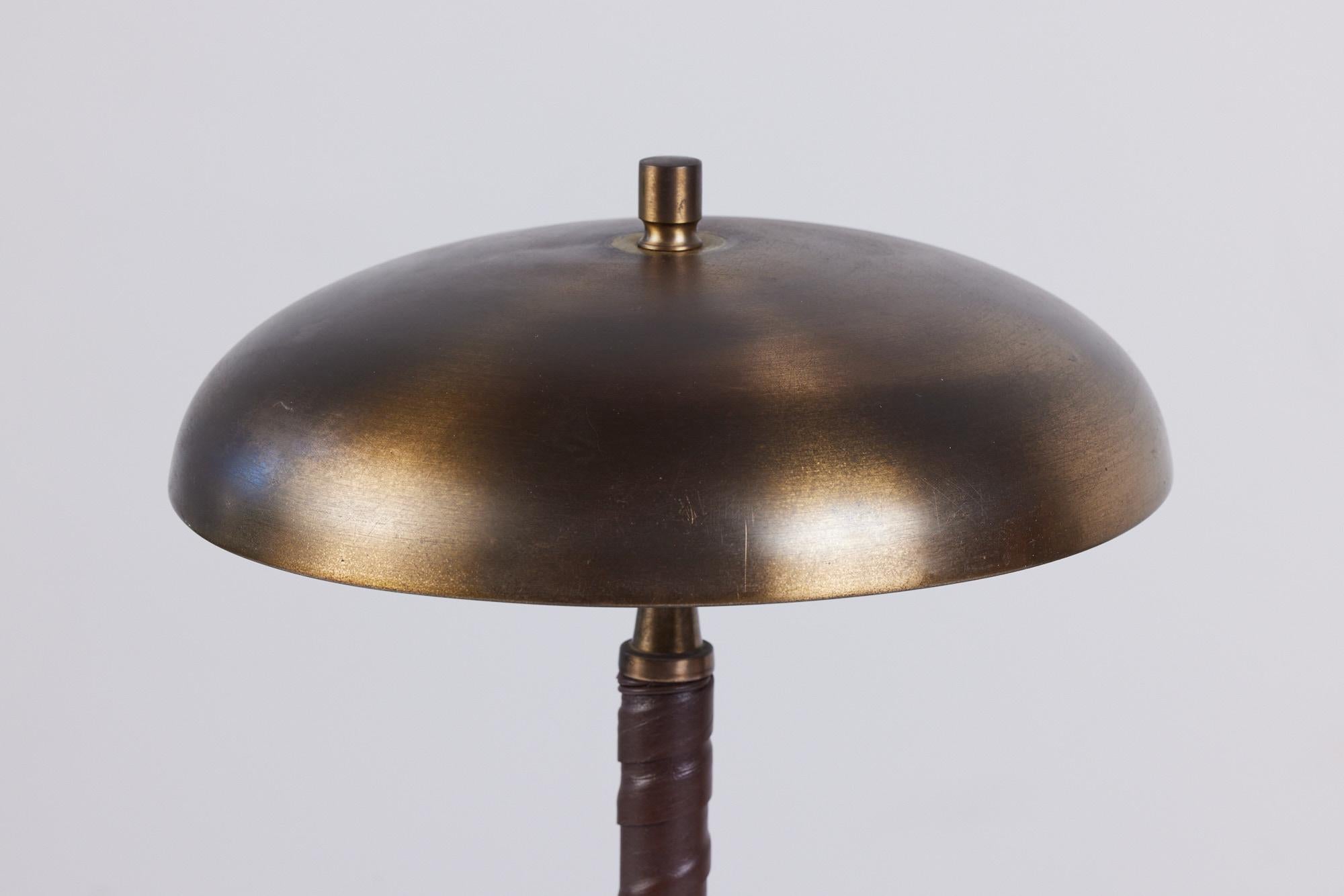 Einar Bäckström Brass and Leather Table Lamp 3
