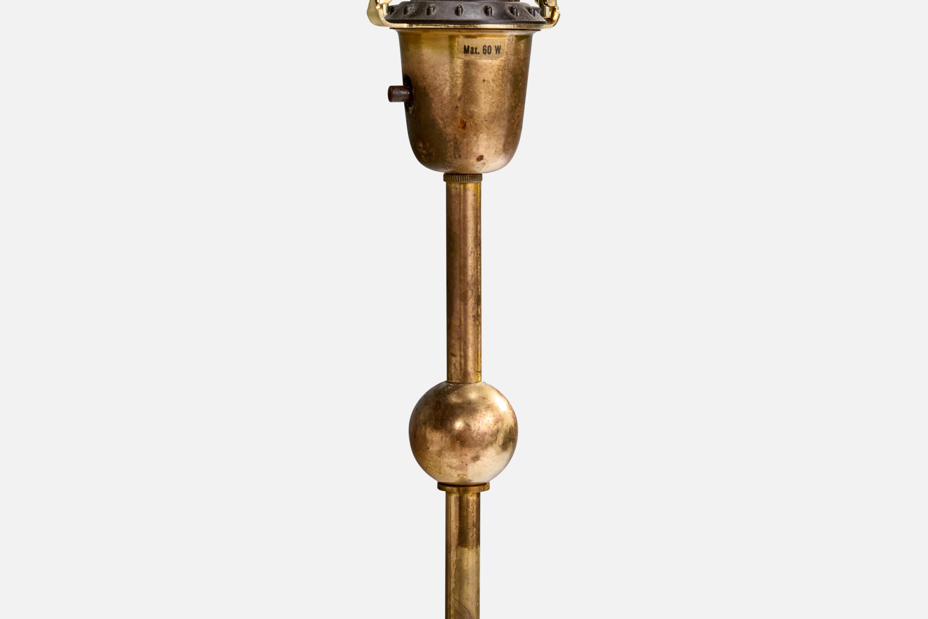 Einar Bäckström, Floor Lamp, Brass, Rattan, Sweden, 1950s In Good Condition For Sale In High Point, NC