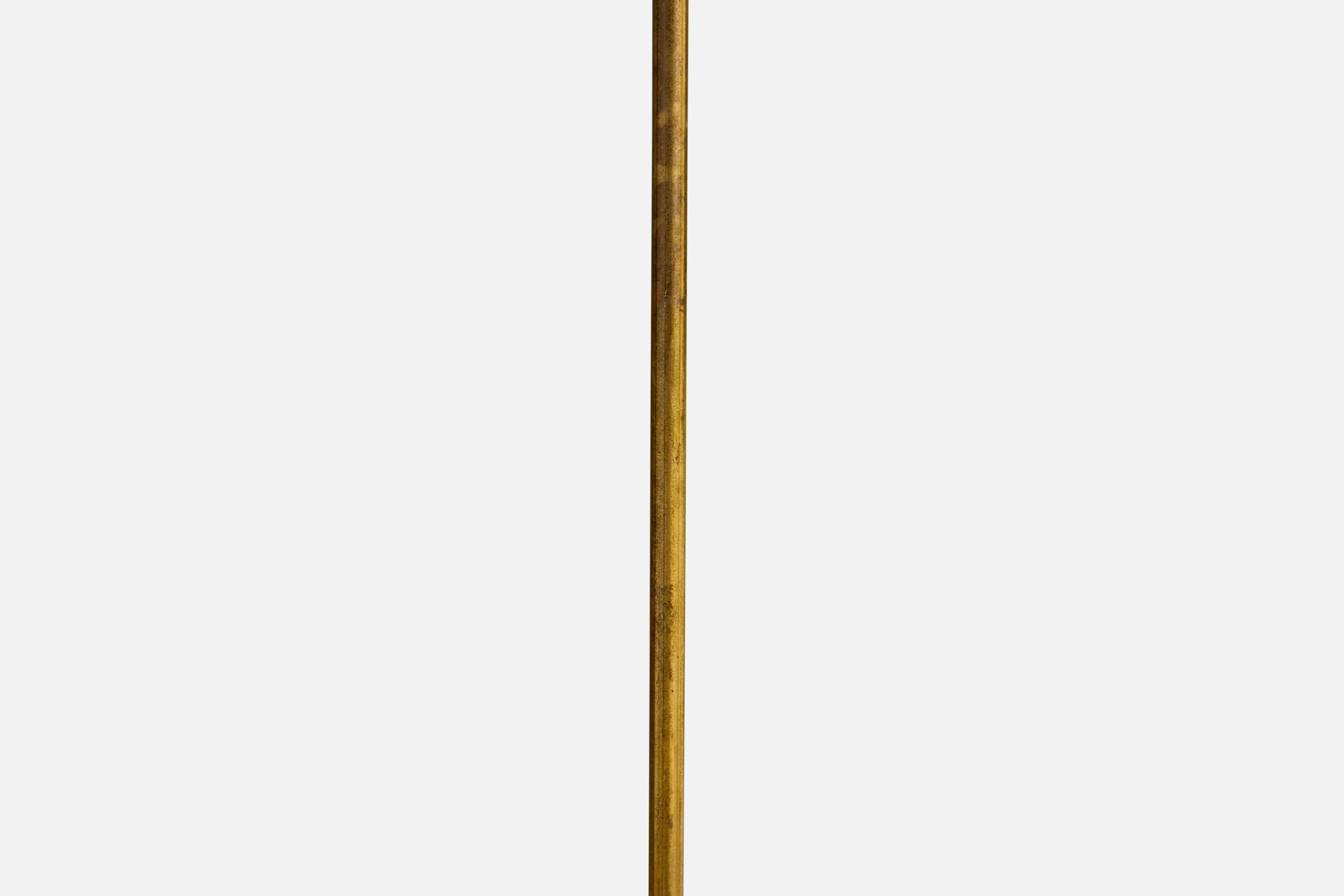 Mid-20th Century Einar Bäckström, Floor Lamp, Brass, Rattan, Sweden, 1950s For Sale