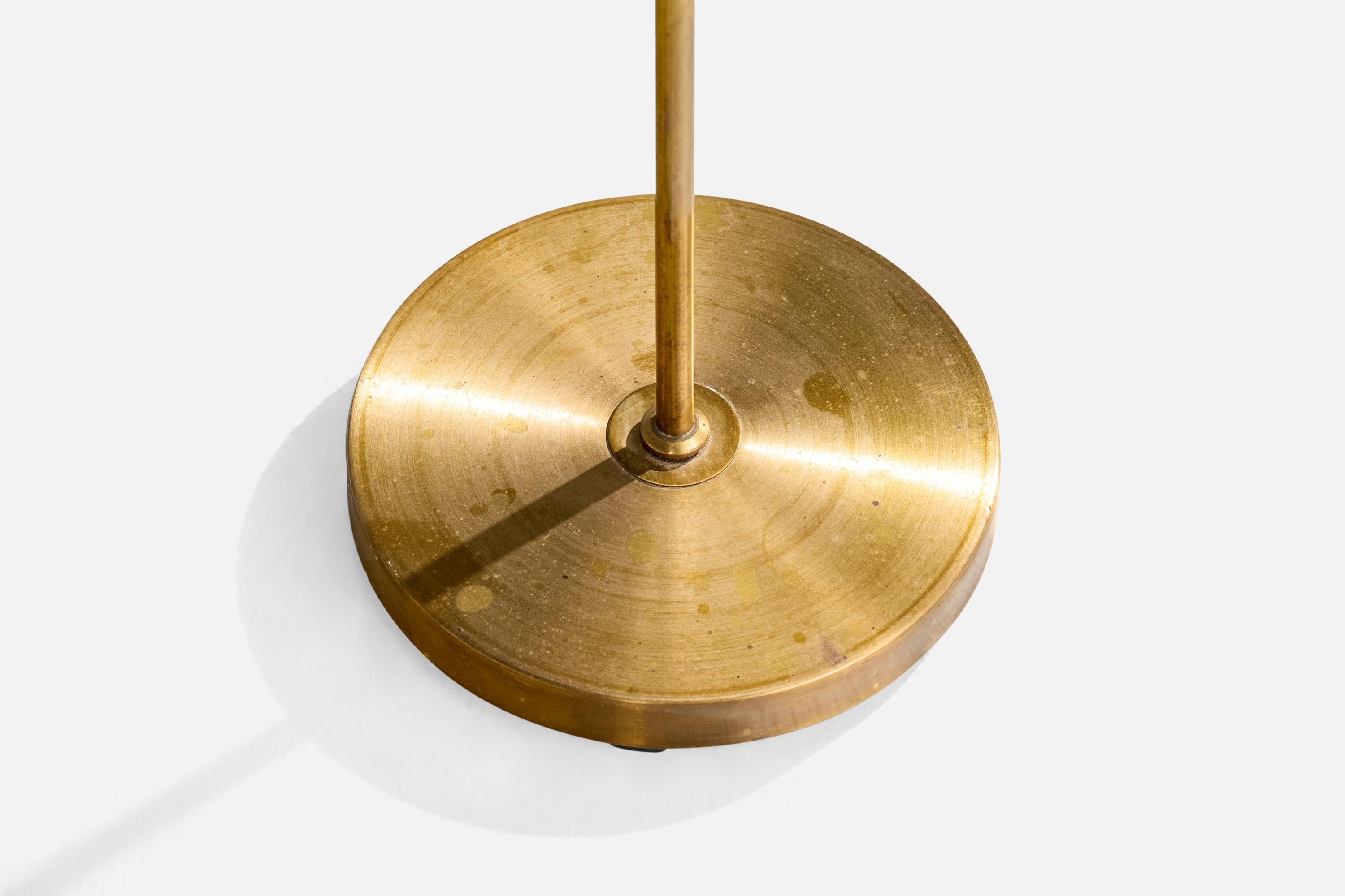 Einar Bäckström, Floor Lamp, Brass, Rattan, Sweden, 1950s For Sale 1
