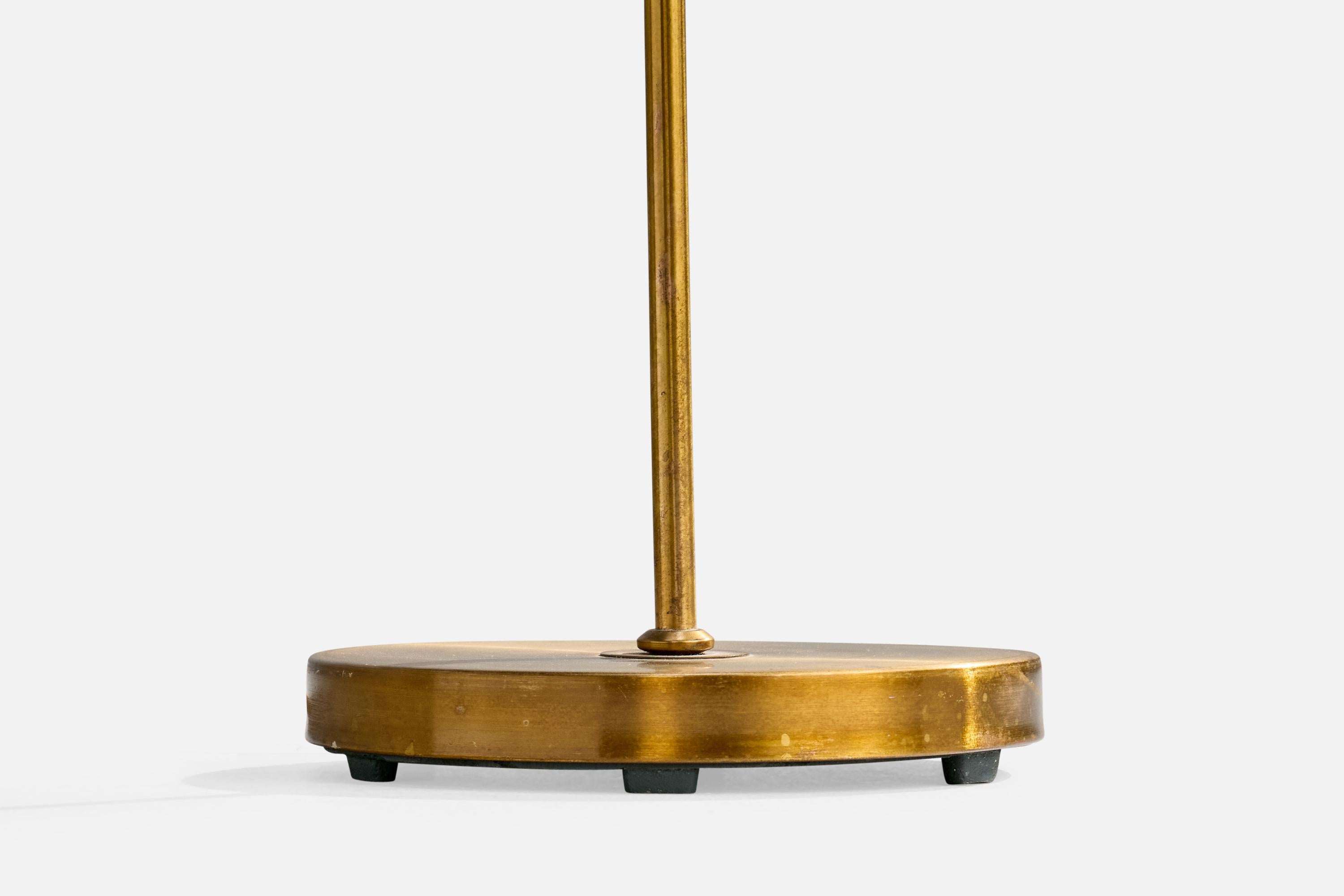 Einar Bäckström, Floor Lamp, Brass, Rattan, Sweden, 1950s For Sale 2