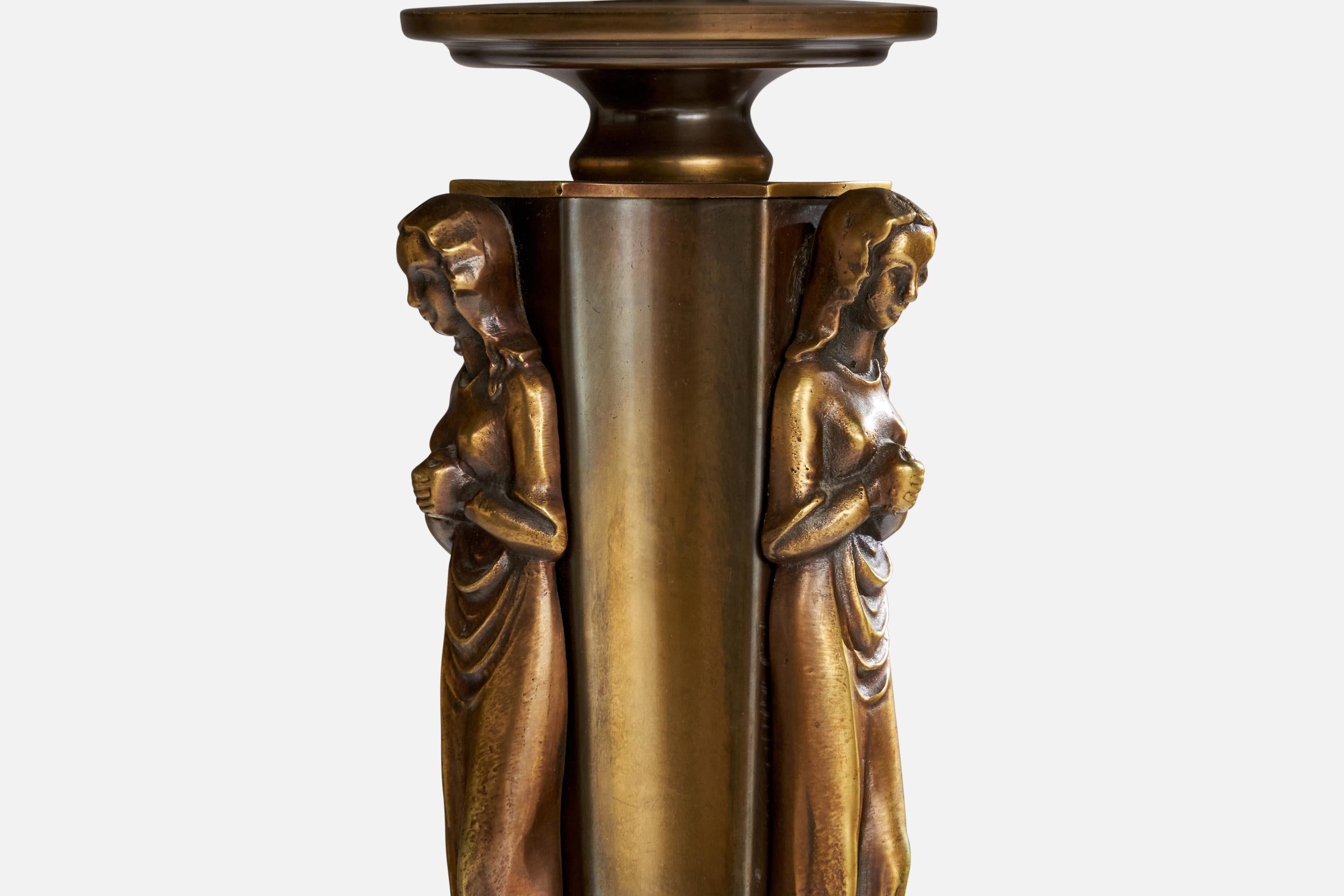 Suédois Einar Bäckström, lampadaire, laiton, Suède, années 1940 en vente