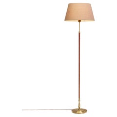 Einar Bäckström Model "7402" Brass and Leather Floor Lamp, Sweden ca 1950s