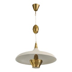 Einar Bäckström, Pendant Light, Brass, Metal, Sweden, 1950s