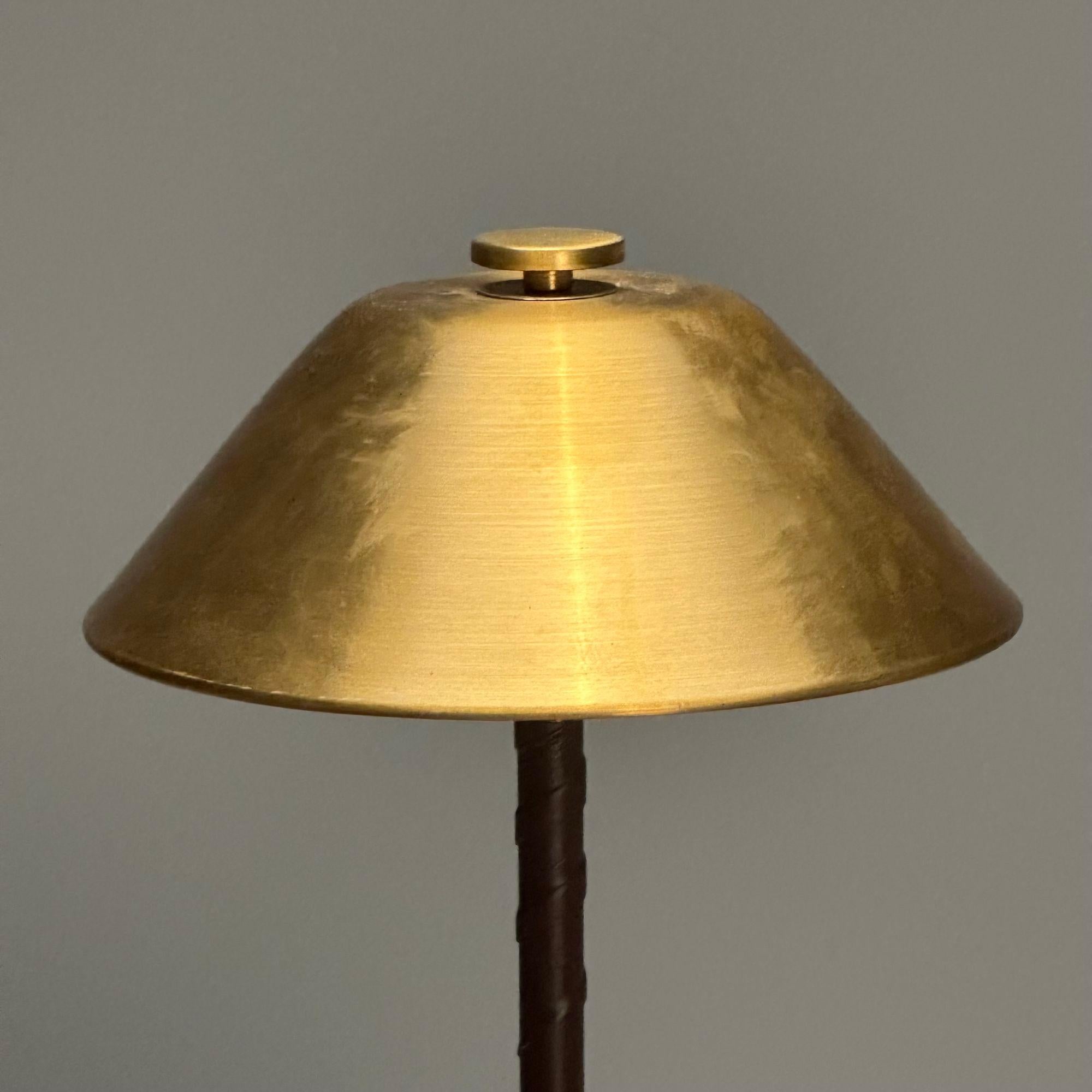 Einar Bäckström, Swedish Mid-Century Modern, Table Lamps, Leather, Brass, 1940s 1