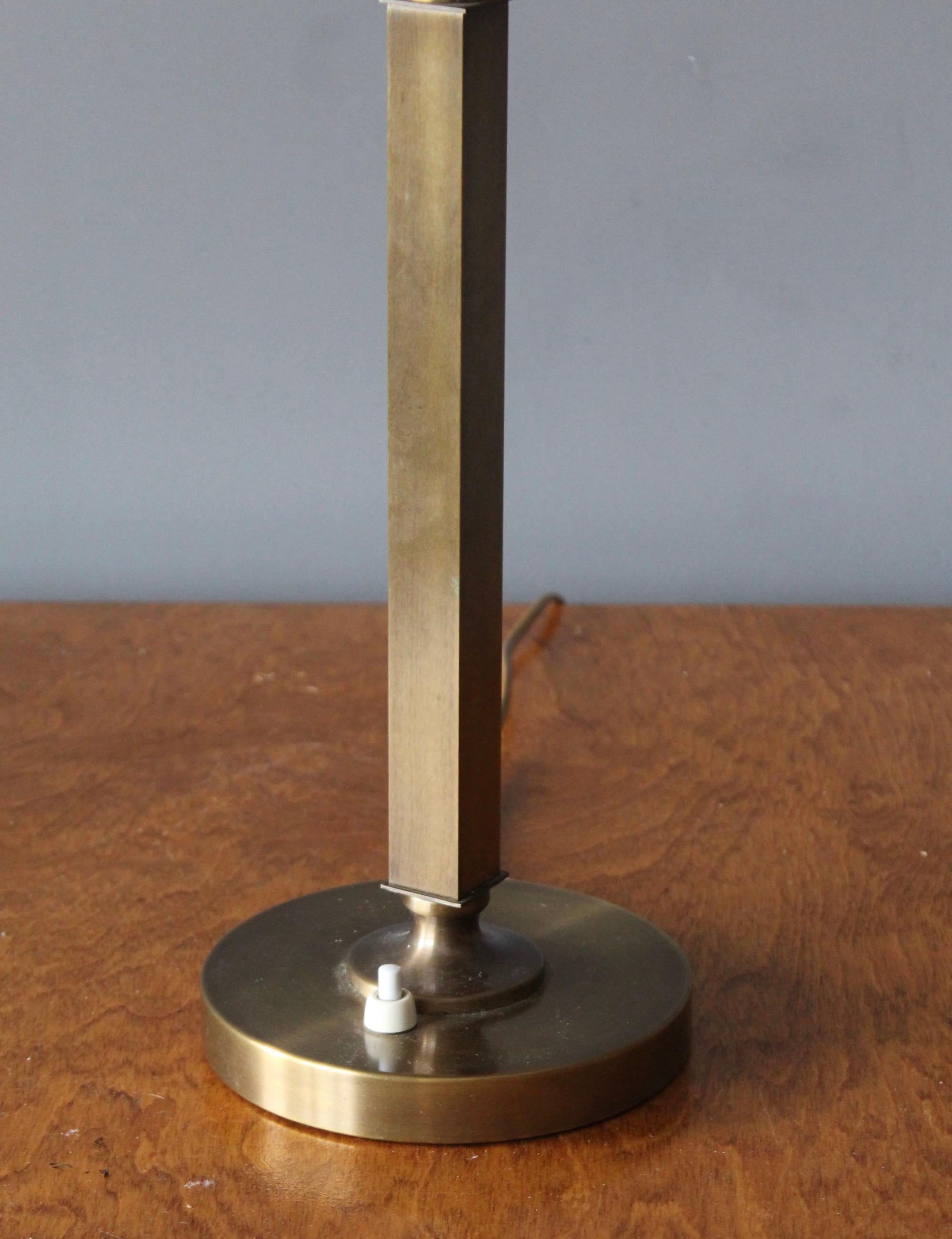 Scandinavian Modern Einar Bäckström, Table Lamp, Brass, Lacquered Metal, Sweden, 1950s