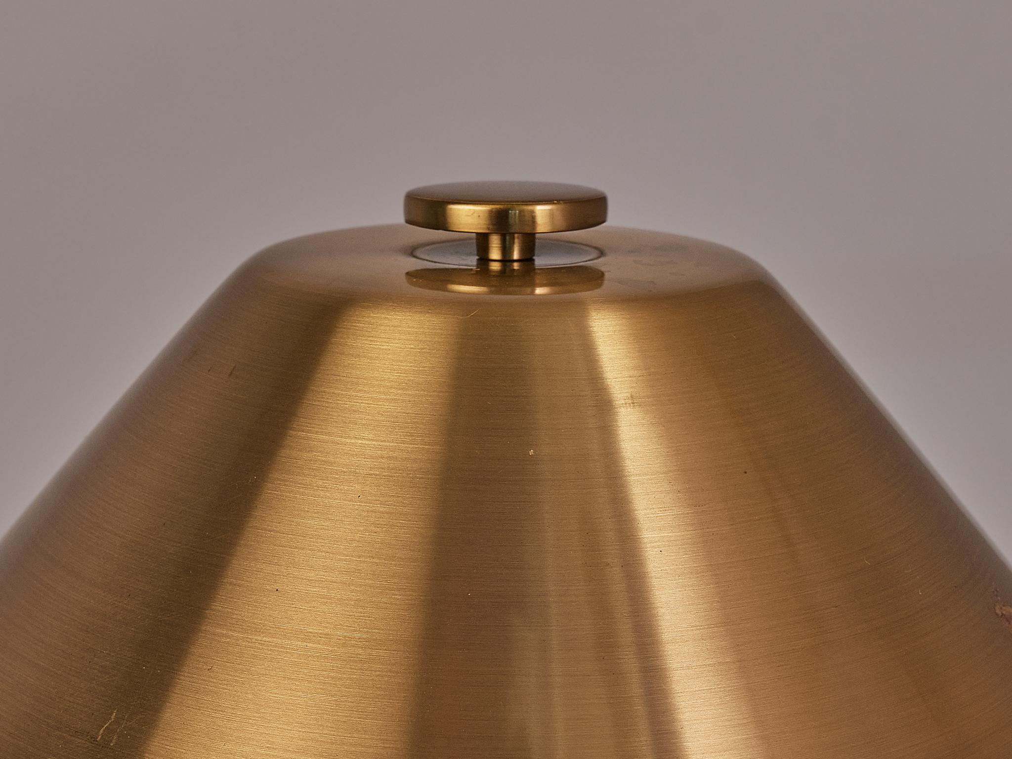 Einar Bäckström Table Lamp in Brushed Brass and Cognac Leather In Good Condition In Waalwijk, NL