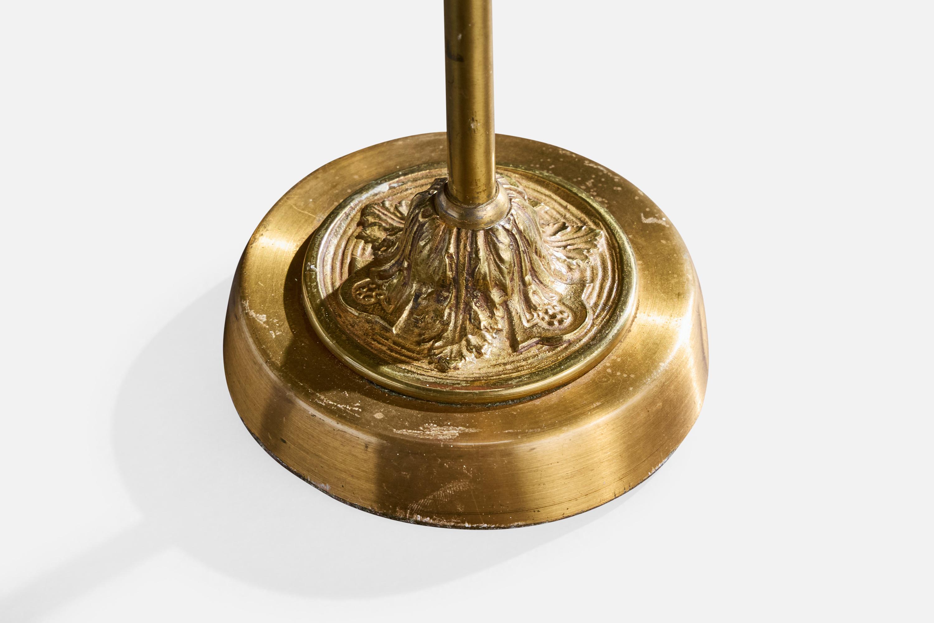 Einar Bäckström, Lámparas de mesa, latón, tela, Suecia, años 40 en venta 3