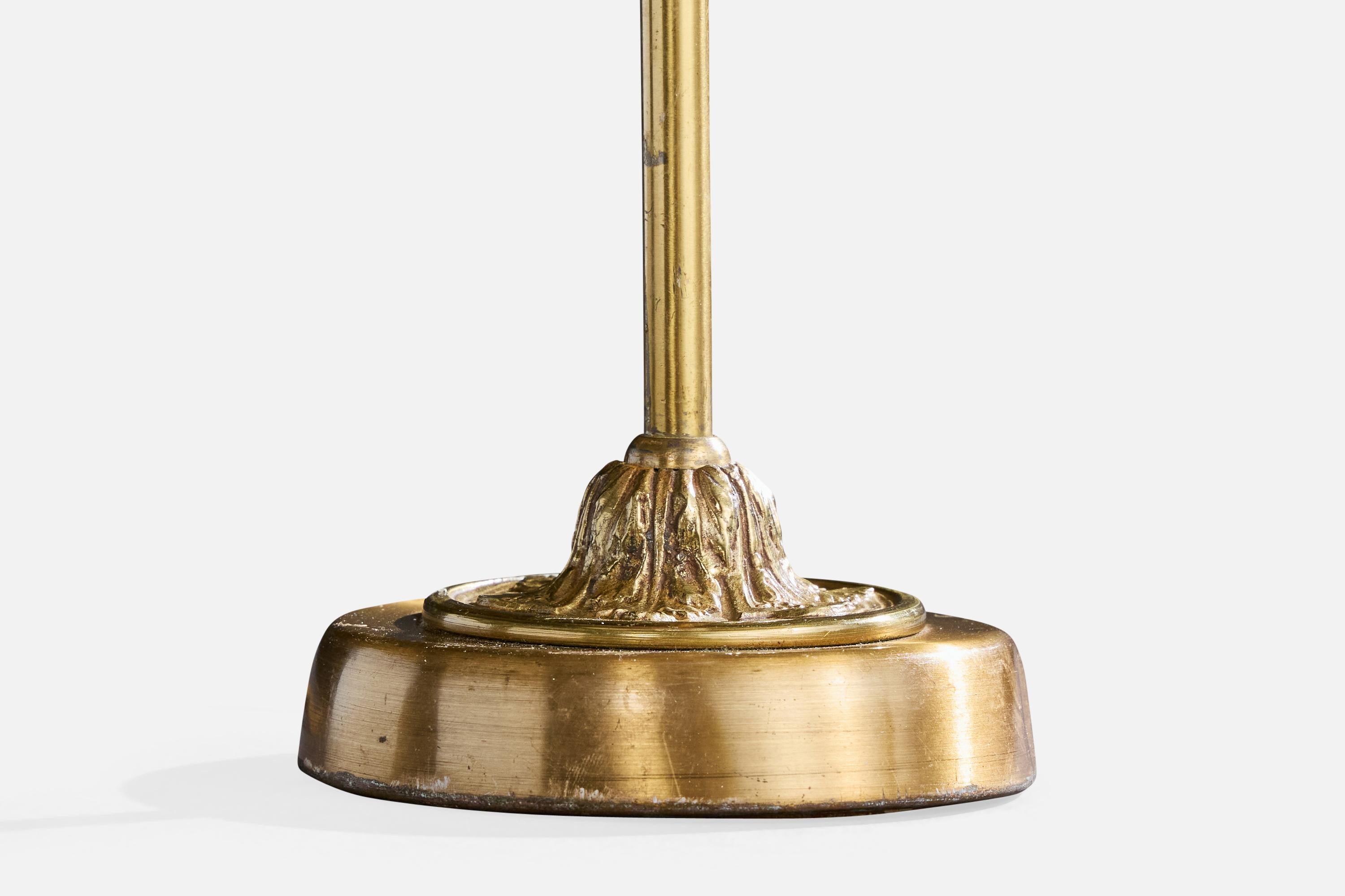 Einar Bäckström, Lámparas de mesa, latón, tela, Suecia, años 40 en venta 4