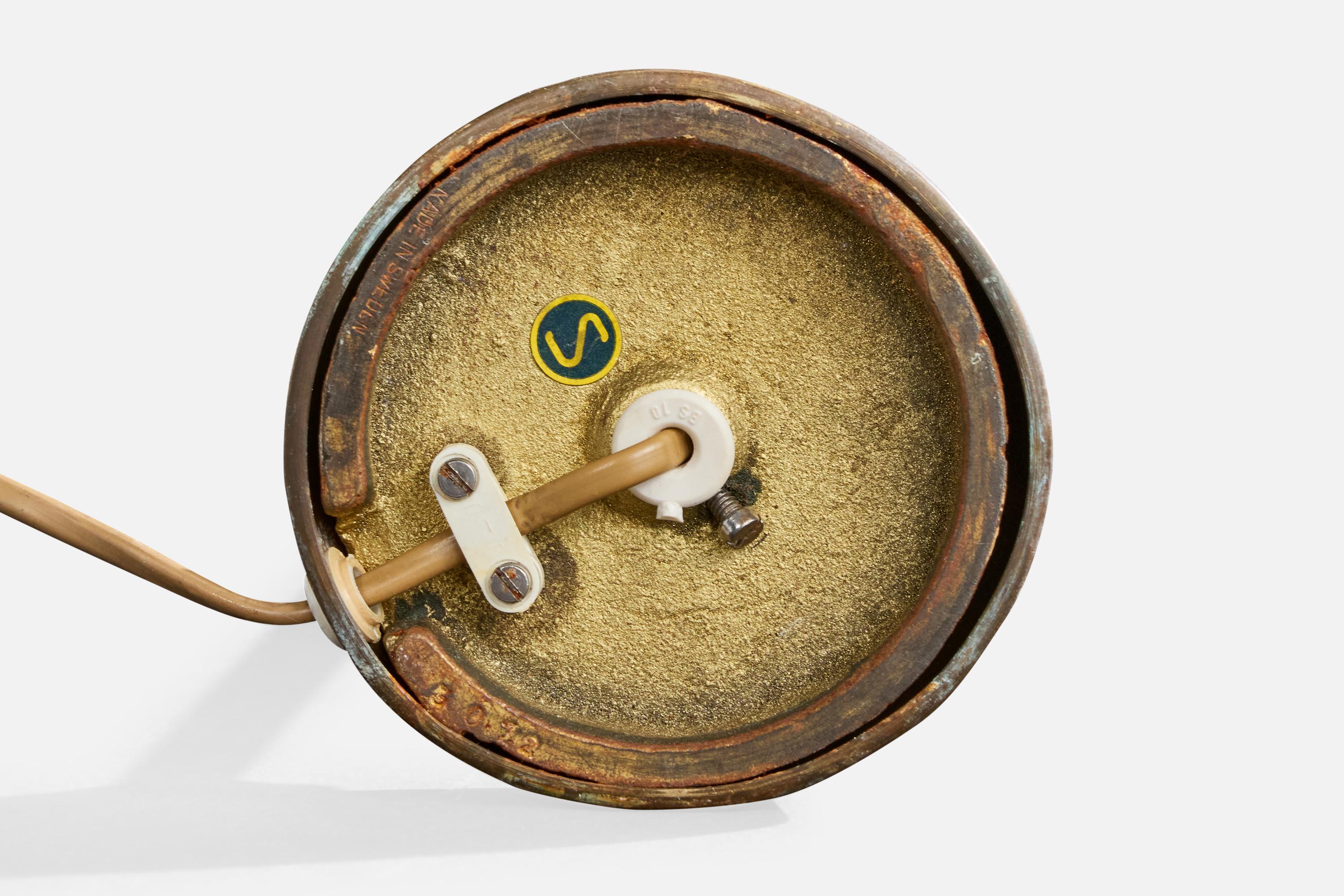 Einar Bäckström, Lámparas de mesa, latón, tela, Suecia, años 40 en venta 6