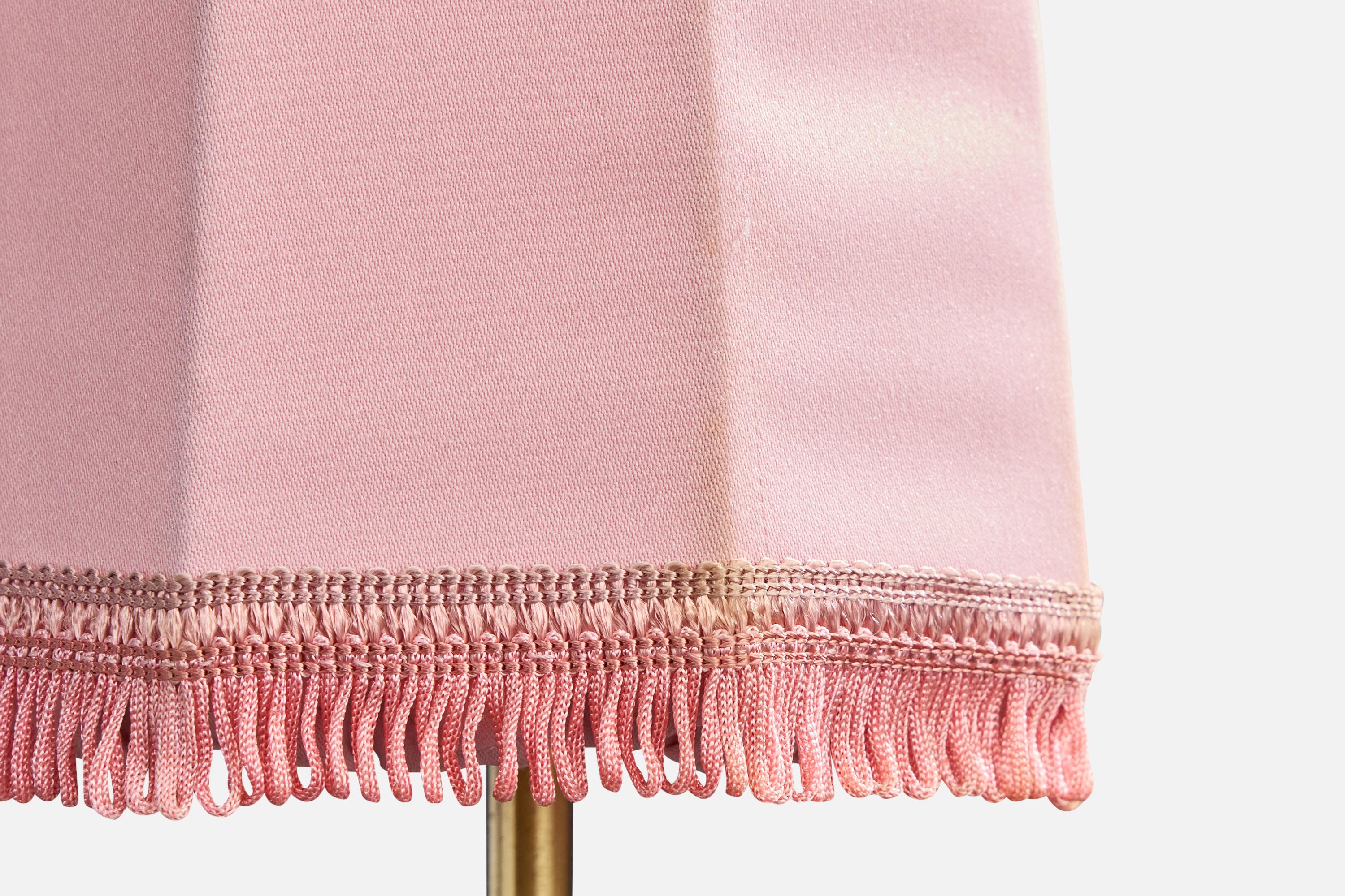 Einar Bäckström, Lámparas de mesa, latón, tela, Suecia, años 40 en venta 1