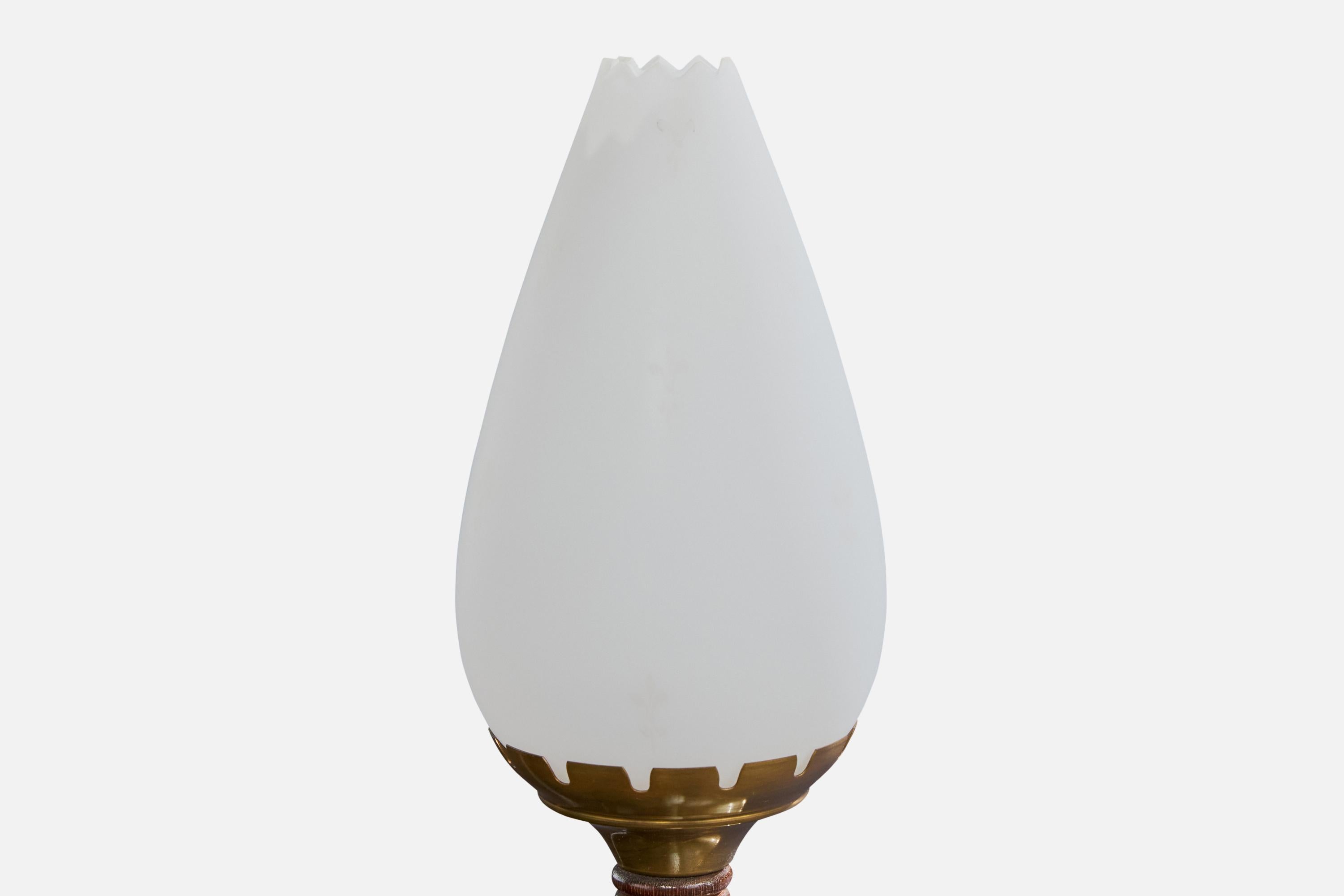 Einar Bäckström, Tischlampen, Messing, Glas, Holz, Schweden, 1950er Jahre (20. Jahrhundert) im Angebot