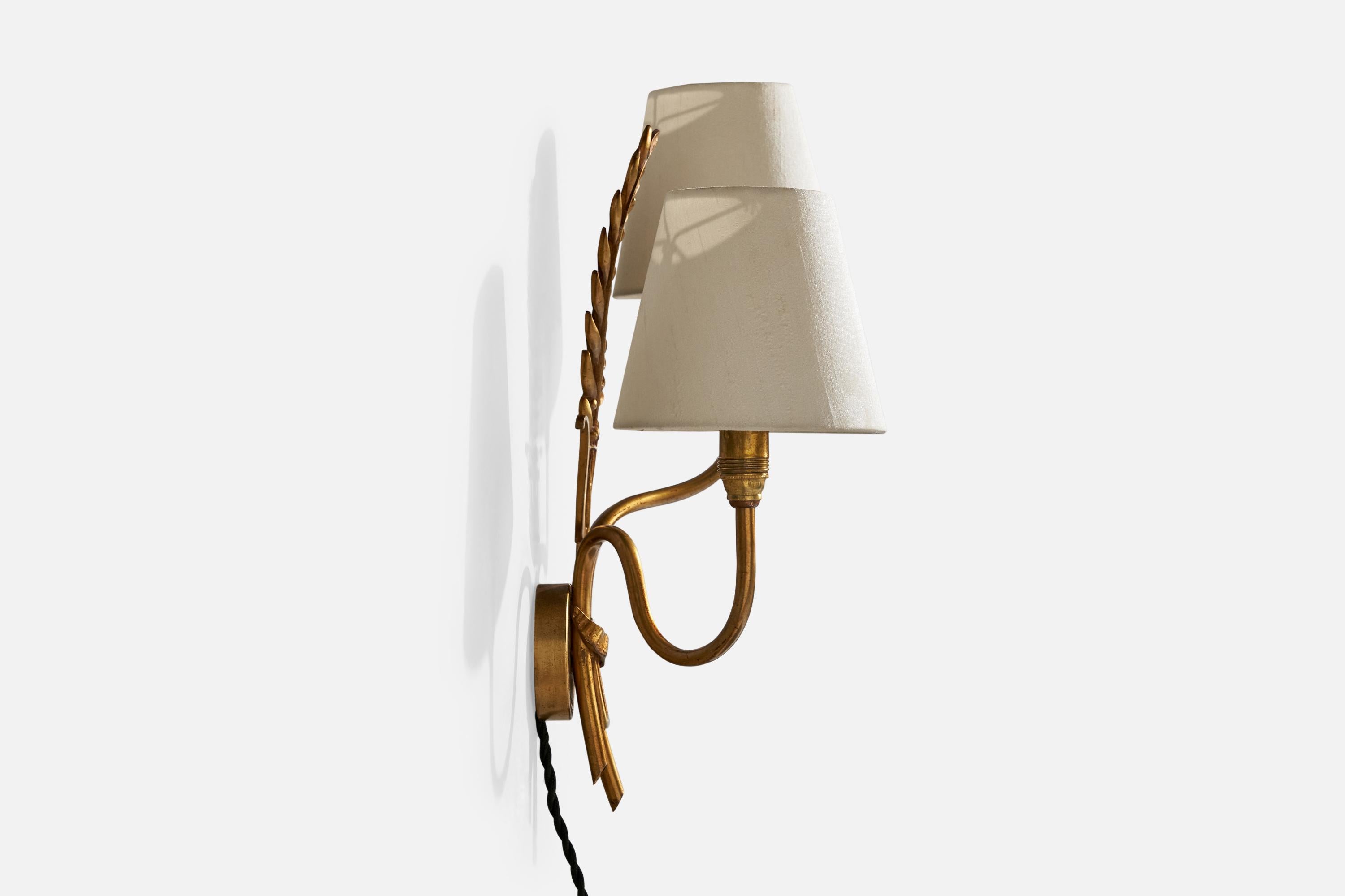 Einar Bäckström, Applique, Ottone, Tessuto, Svezia, anni '40 In condizioni buone in vendita a High Point, NC