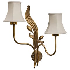Einar Bäckström, Wall Light, Brass, Fabric, Sweden, 1940s