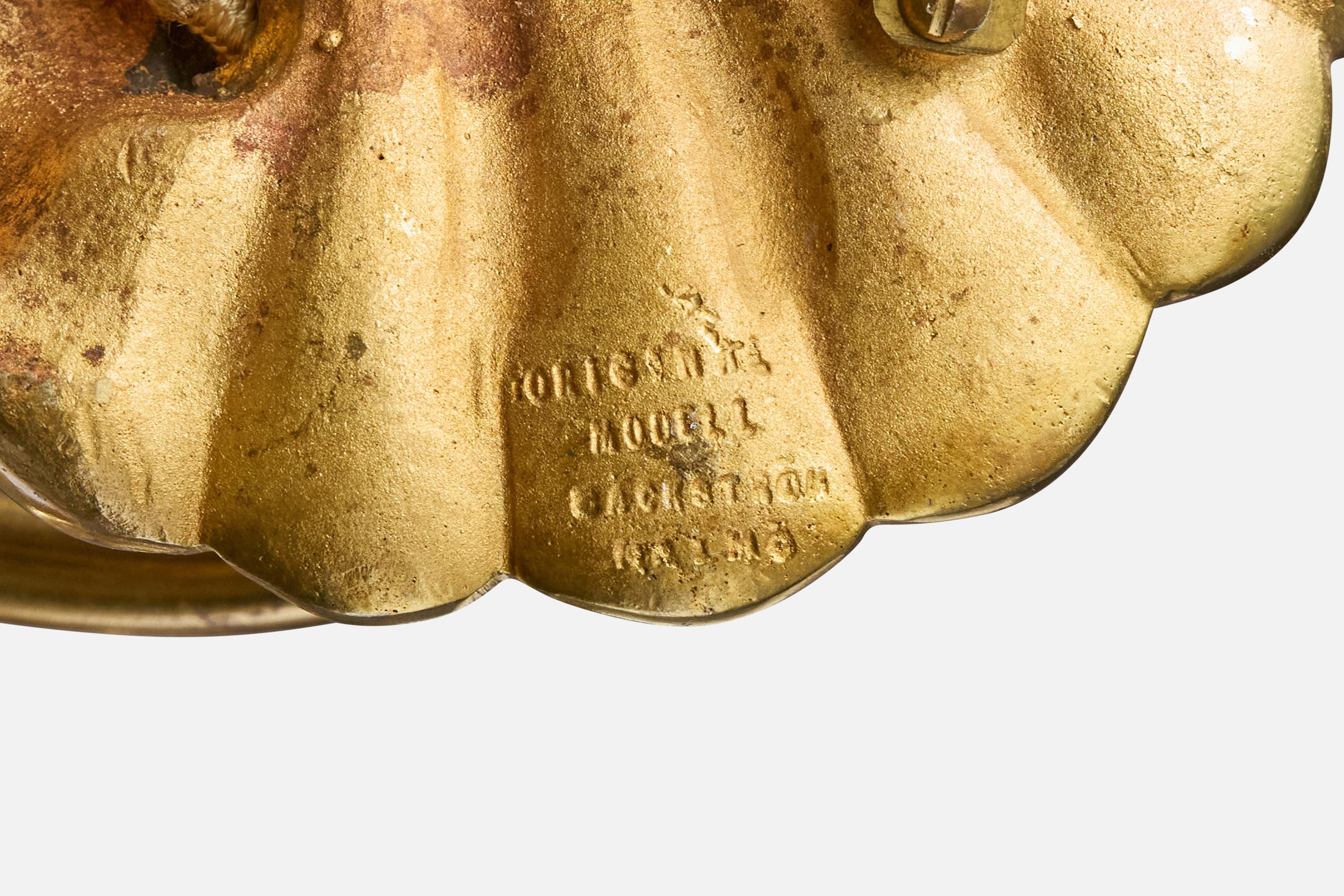 Einar Bäckström, Apliques de pared, Latón, Tela, Suecia, década de 1940 en venta 3