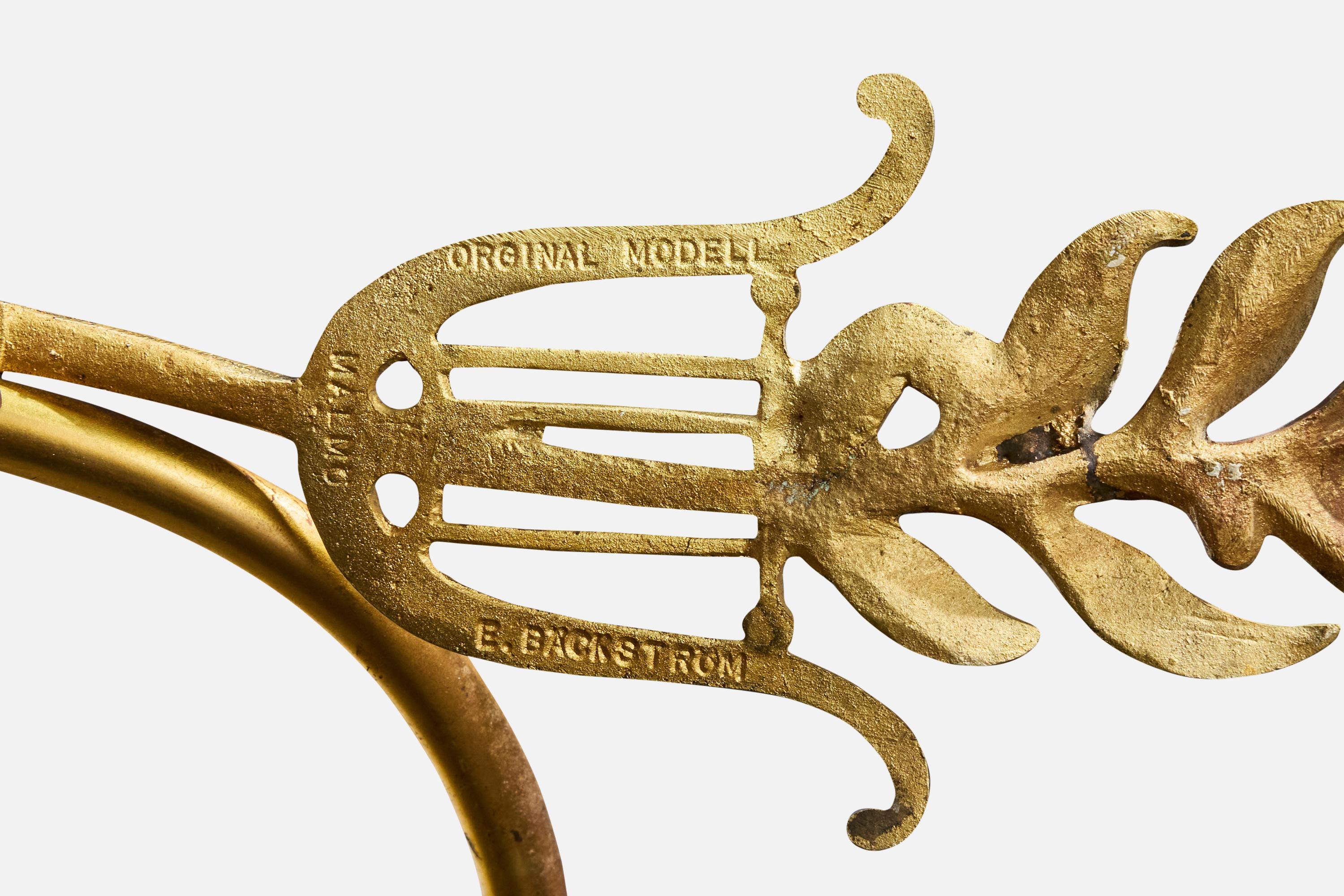 Einar Bäckström, Apliques de pared, Latón, Vidrio, Suecia, década de 1940 Moderno de mediados de siglo en venta