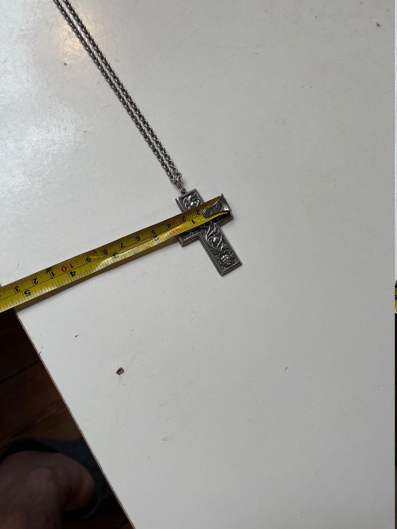 Einar Dragsted Danish Silver Necklace & Crucifix, 1940s For Sale 3